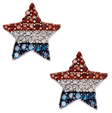 Diamond Flag Star Stud Earrings