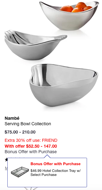 macys nambe serving bowl wiht bonus offer